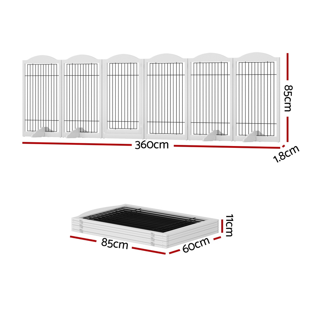 i.Pet Dog Playpen 6 Panel Wooden Fence with 360-Degree Hinges view 2