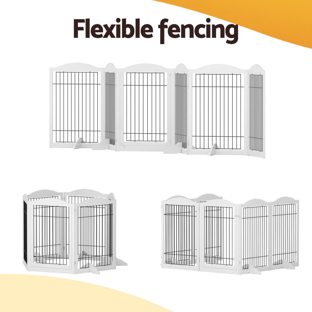 i.Pet Dog Playpen 6 Panel Wooden Fence with 360-Degree Hinges view 4