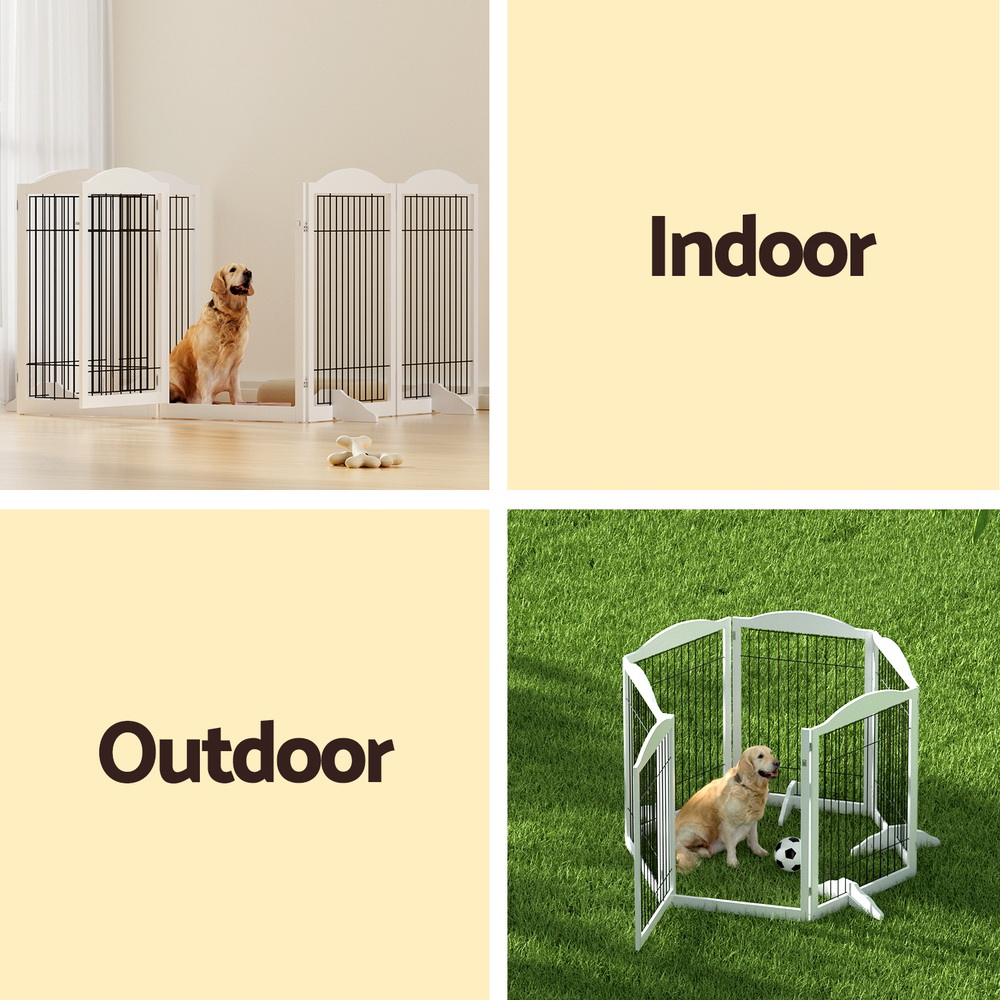i.Pet Dog Playpen 6 Panel Wooden Fence with 360-Degree Hinges view 5