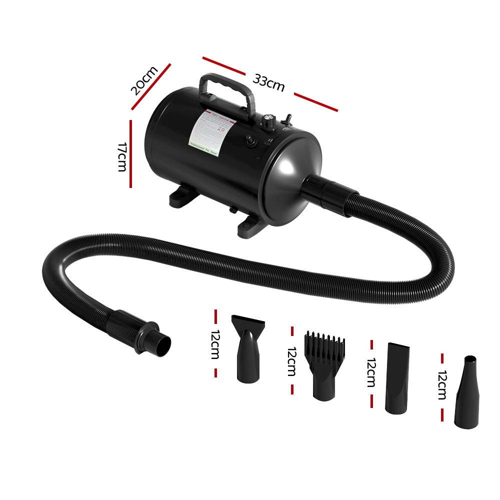 i.Pet Low Noise Pet Hair Dryer Four Nozzles Black view 2