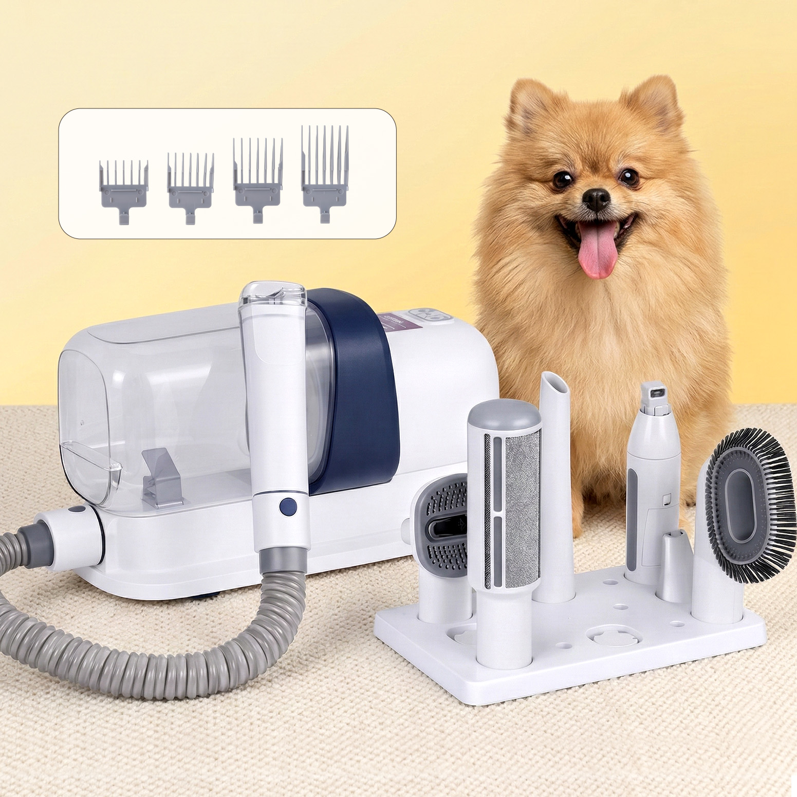 i.Pet 7-in-1 Pet Grooming Kit Vacuum Clipper White
