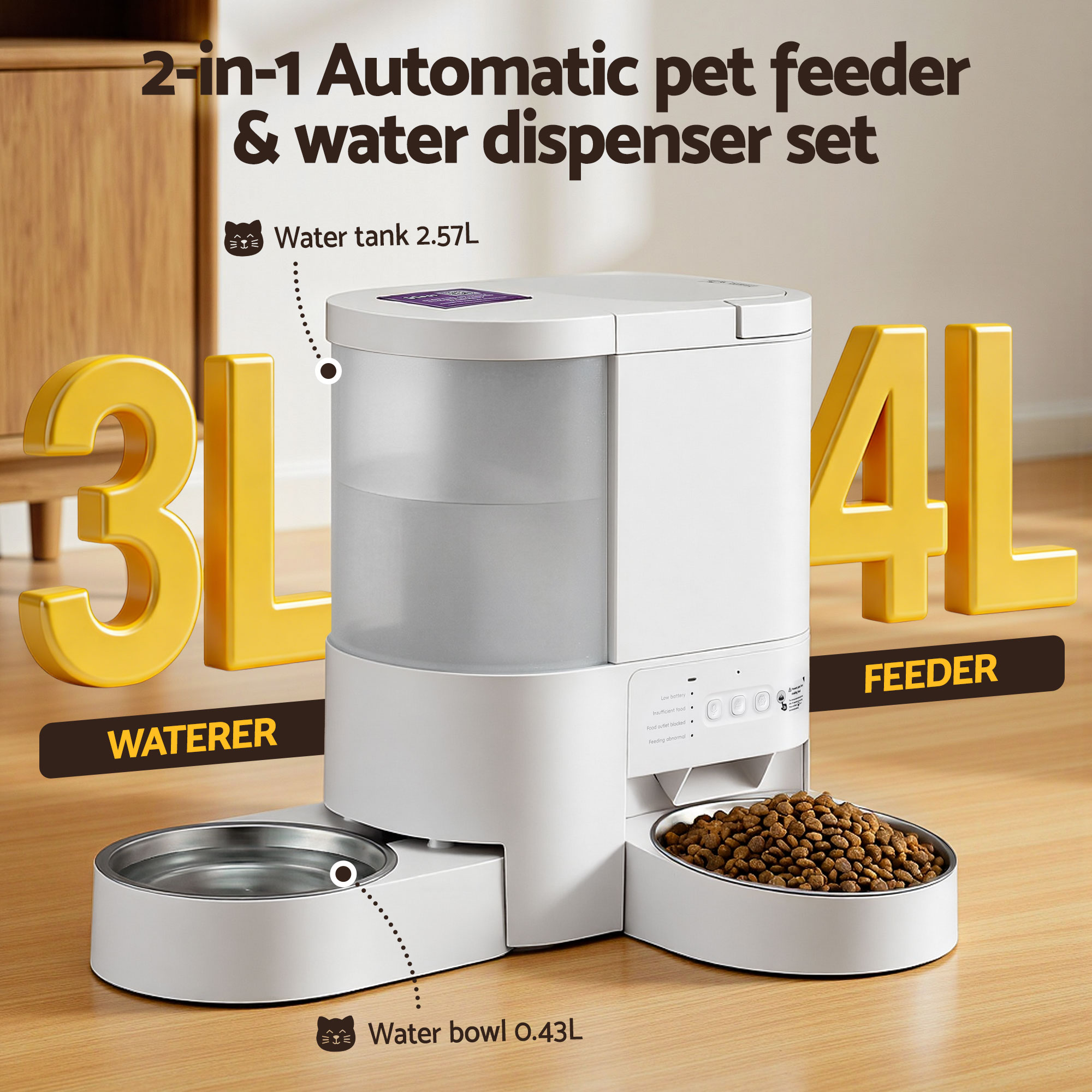 i.Pet 2-in-1 Automatic Pet Feeder & Water Dispenser 4L view 5