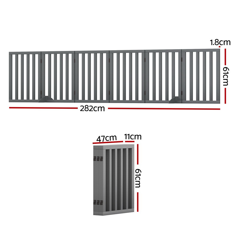 i.Pet Dog Playpen 6 Panel Wooden Pet Fence with Steel Hinges view 2