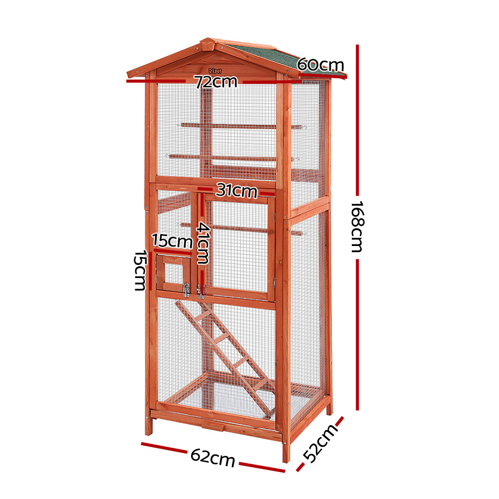 i.Pet Wooden Bird Cage 168cm Aviary Parrot Carrier view 2
