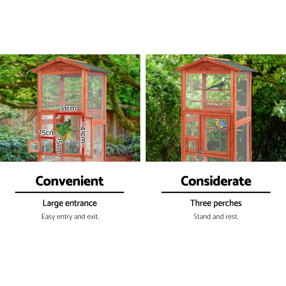 i.Pet Wooden Bird Cage 168cm Aviary Parrot Carrier view 5