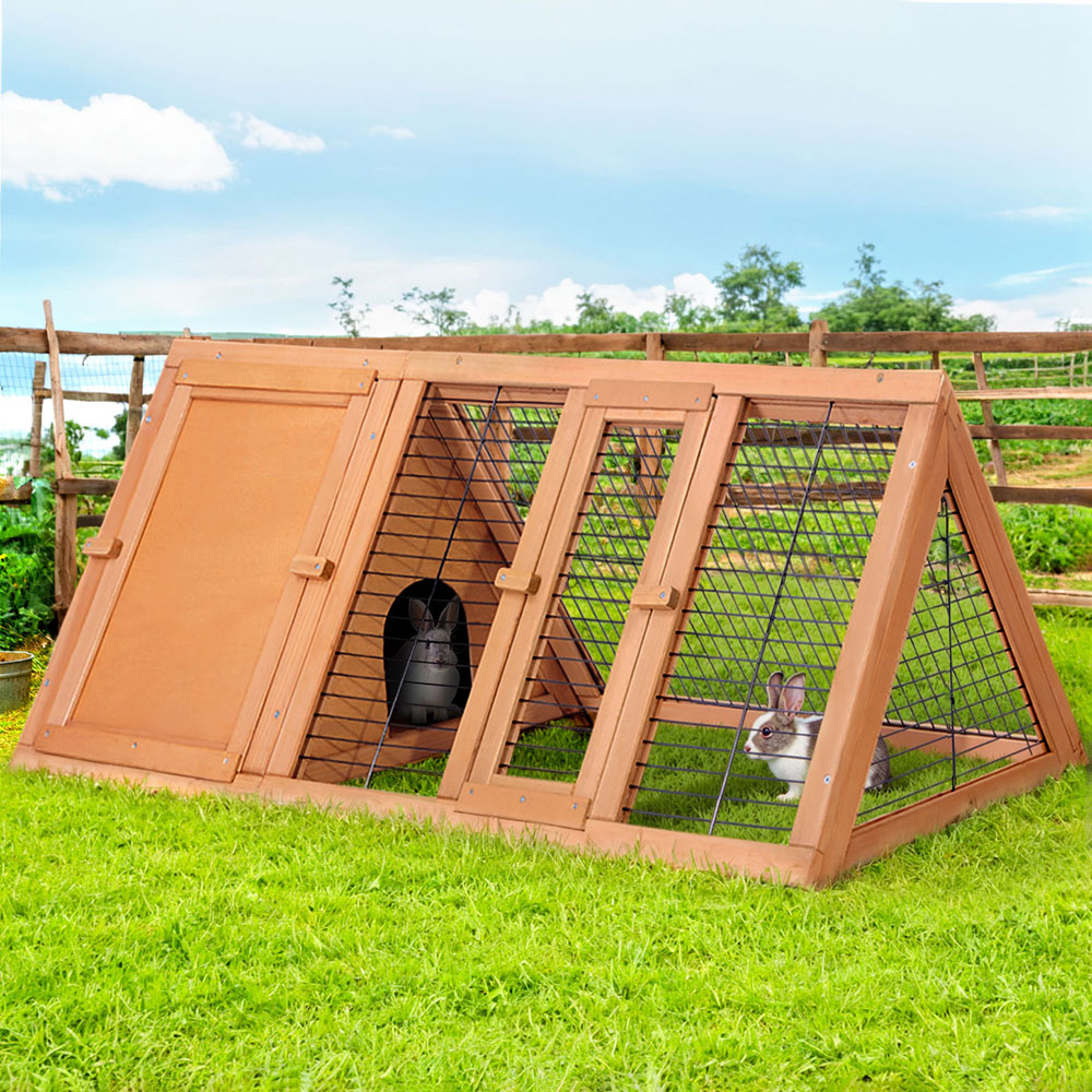 i.Pet Rabbit Hutch 119x51x44cm Wooden Two-Room