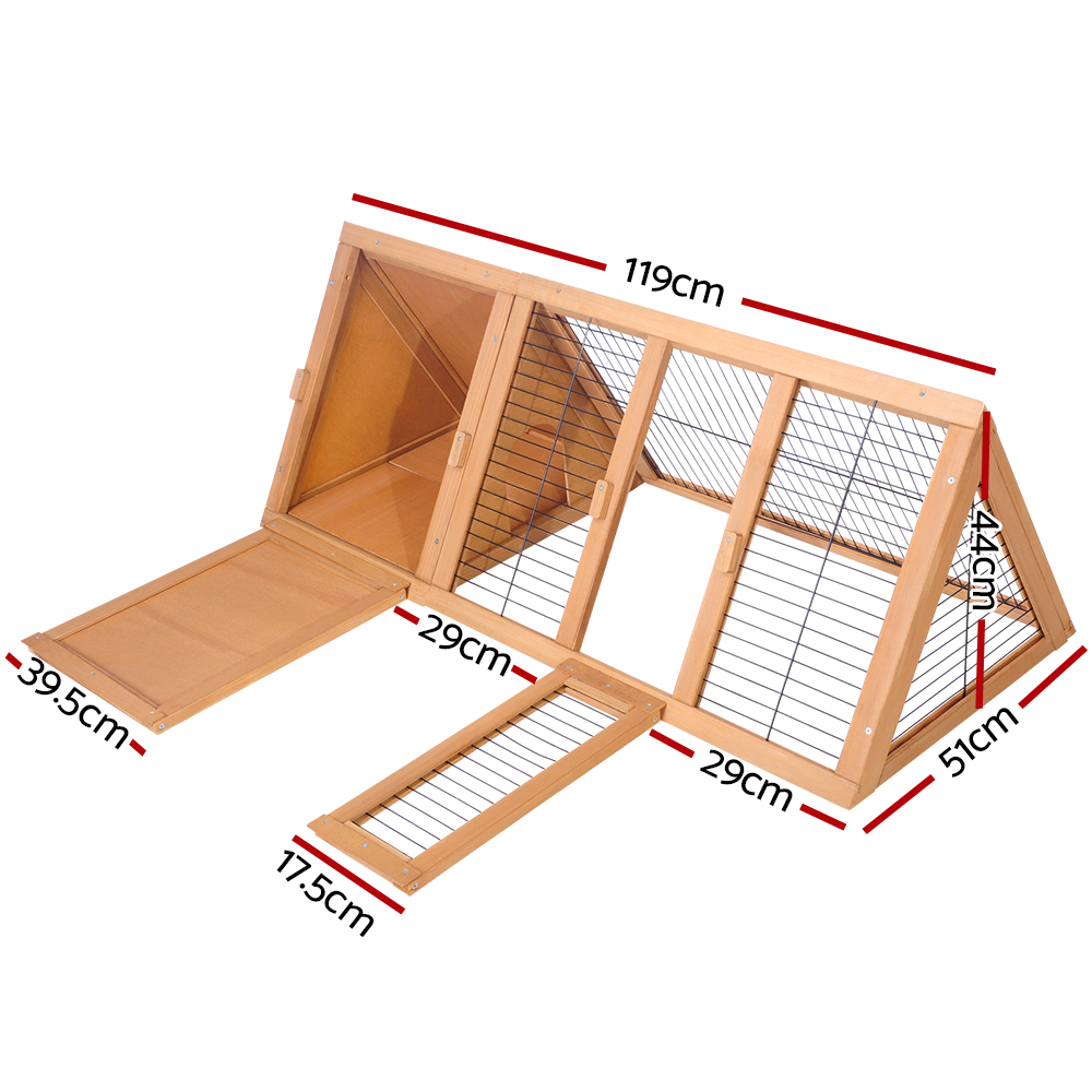 i.Pet Rabbit Hutch 119x51x44cm Wooden Two-Room view 2