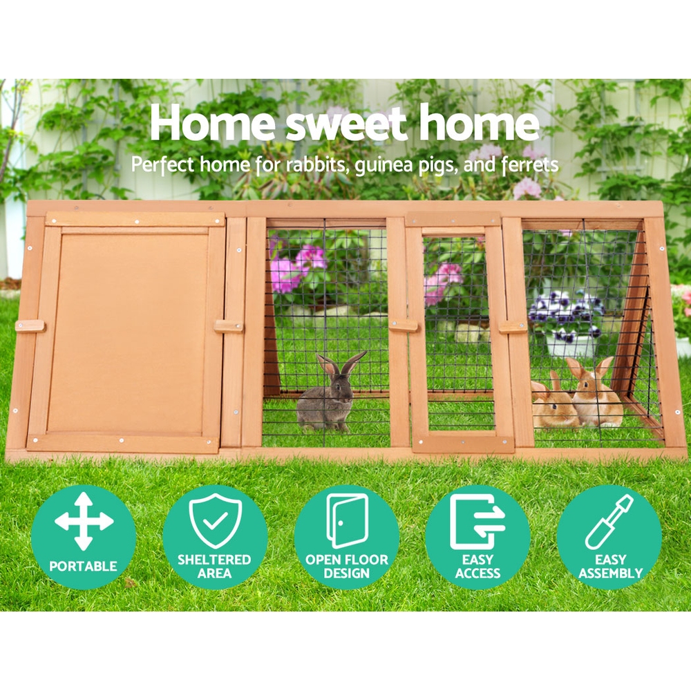 i.Pet Rabbit Hutch 119x51x44cm Wooden Two-Room view 4