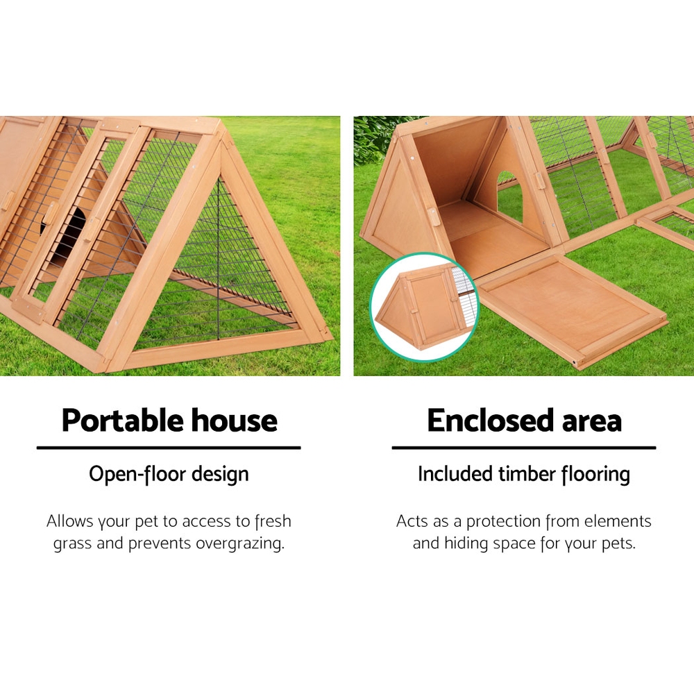 i.Pet Rabbit Hutch 119x51x44cm Wooden Two-Room view 5