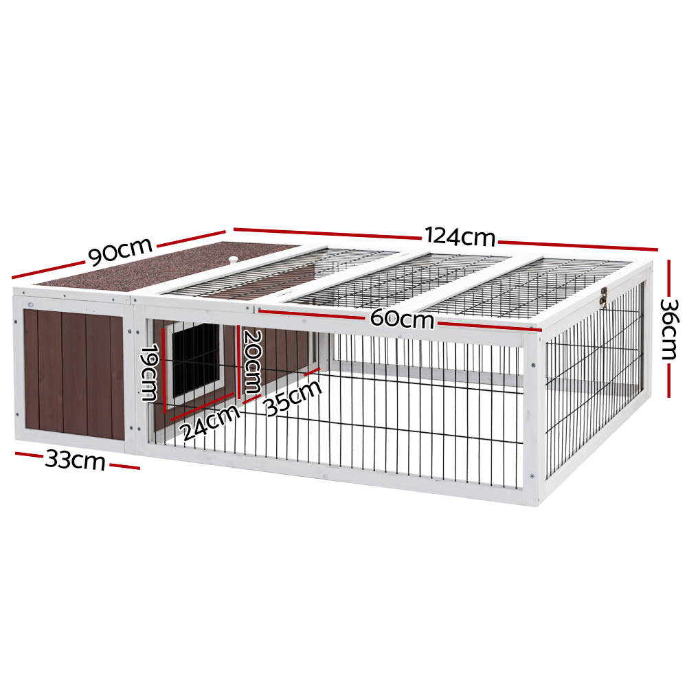 i.Pet Large Rabbit Hutch 124x90x35cm Wooden Outdoor view 2