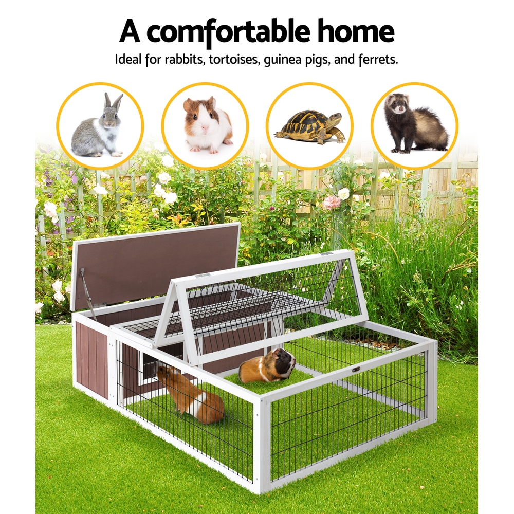 i.Pet Large Rabbit Hutch 124x90x35cm Wooden Outdoor view 4