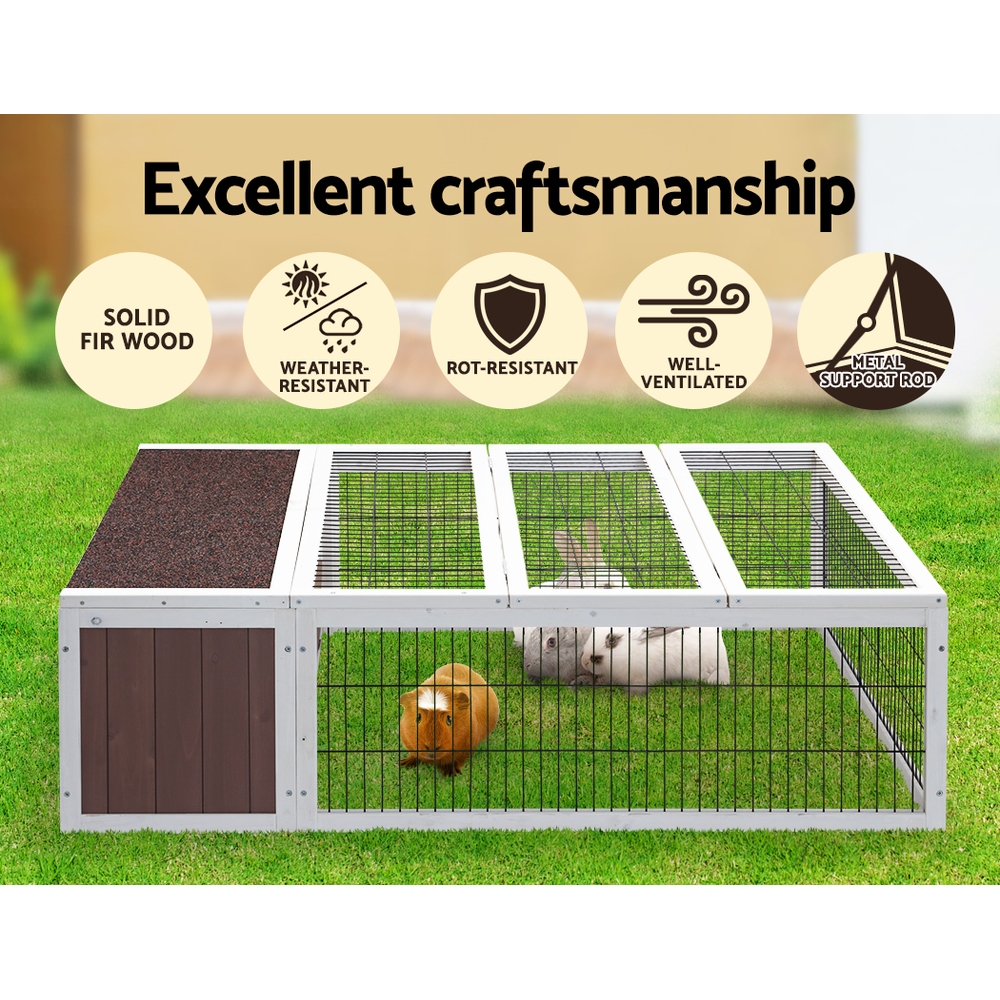 i.Pet Large Rabbit Hutch 124x90x35cm Wooden Outdoor view 5