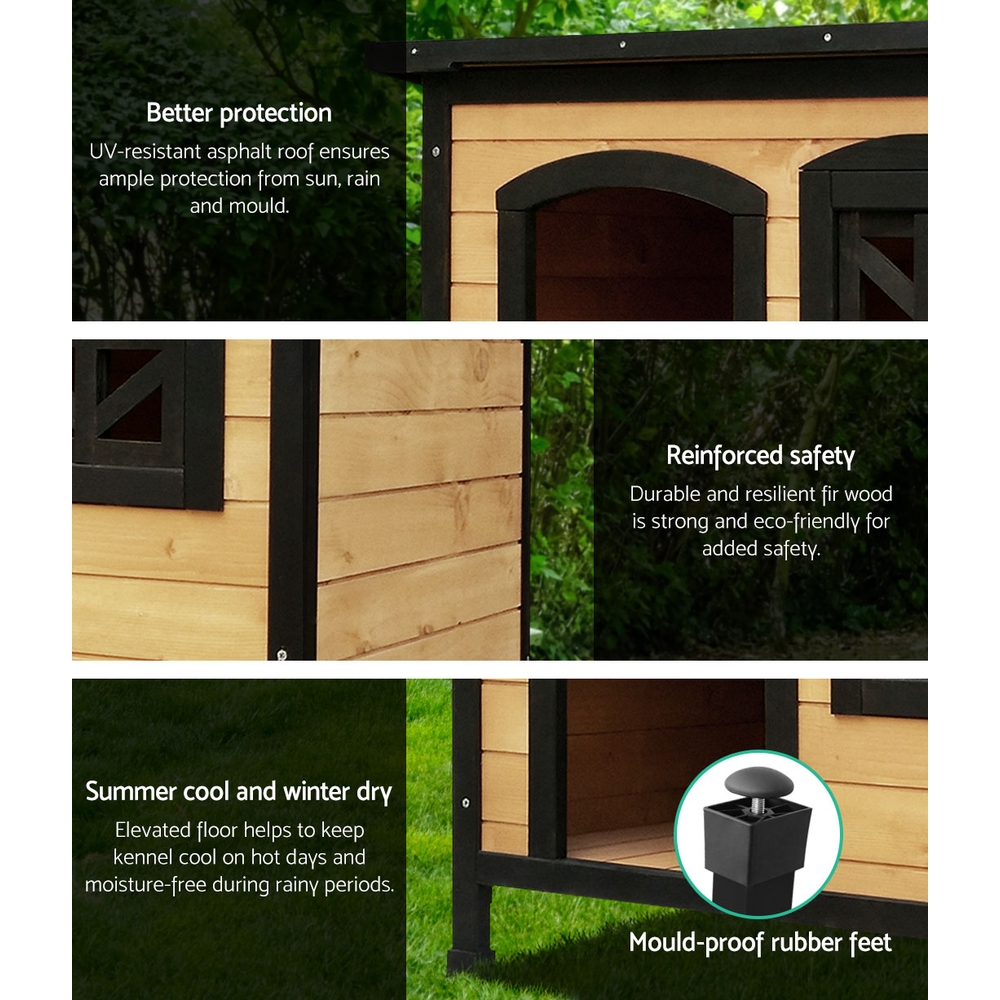 i.Pet Extra Large Dog Kennel Wooden Cabin Weatherproof view 4