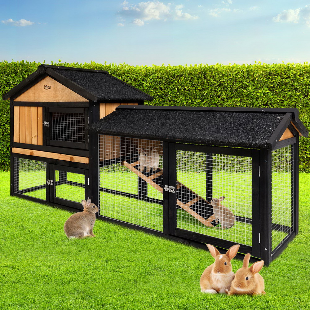 i.Pet Rabbit Hutch 165cm Wooden Waterproof Two-Storey