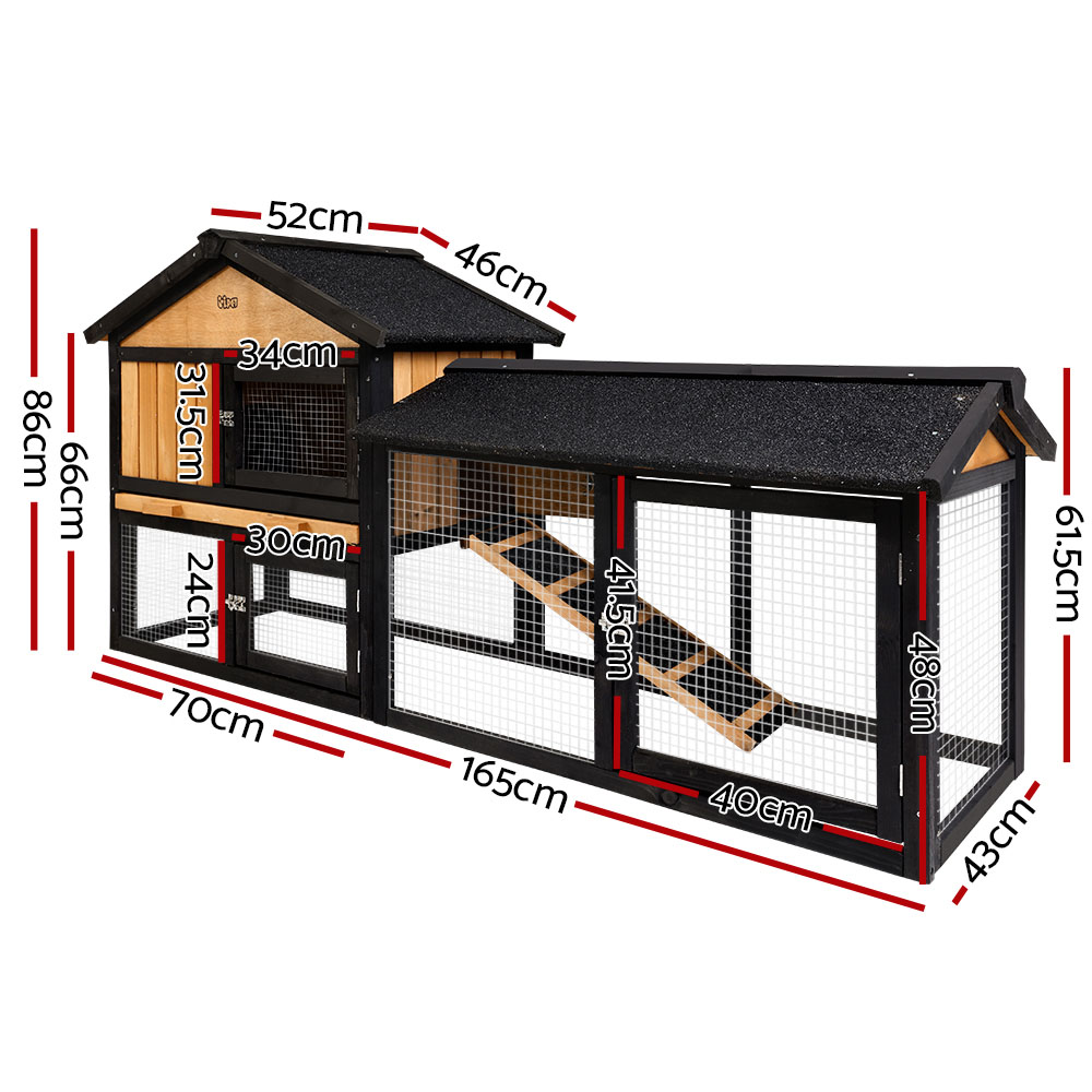i.Pet Rabbit Hutch 165cm Wooden Waterproof Two-Storey view 2