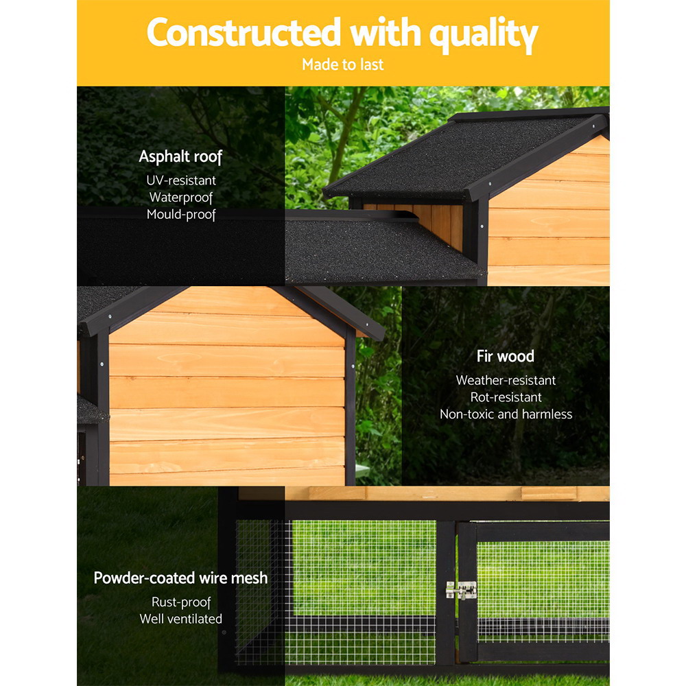 i.Pet Rabbit Hutch 165cm Wooden Waterproof Two-Storey view 4