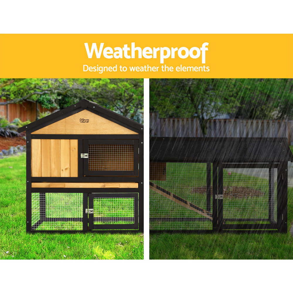 i.Pet Rabbit Hutch 165cm Wooden Waterproof Two-Storey view 5