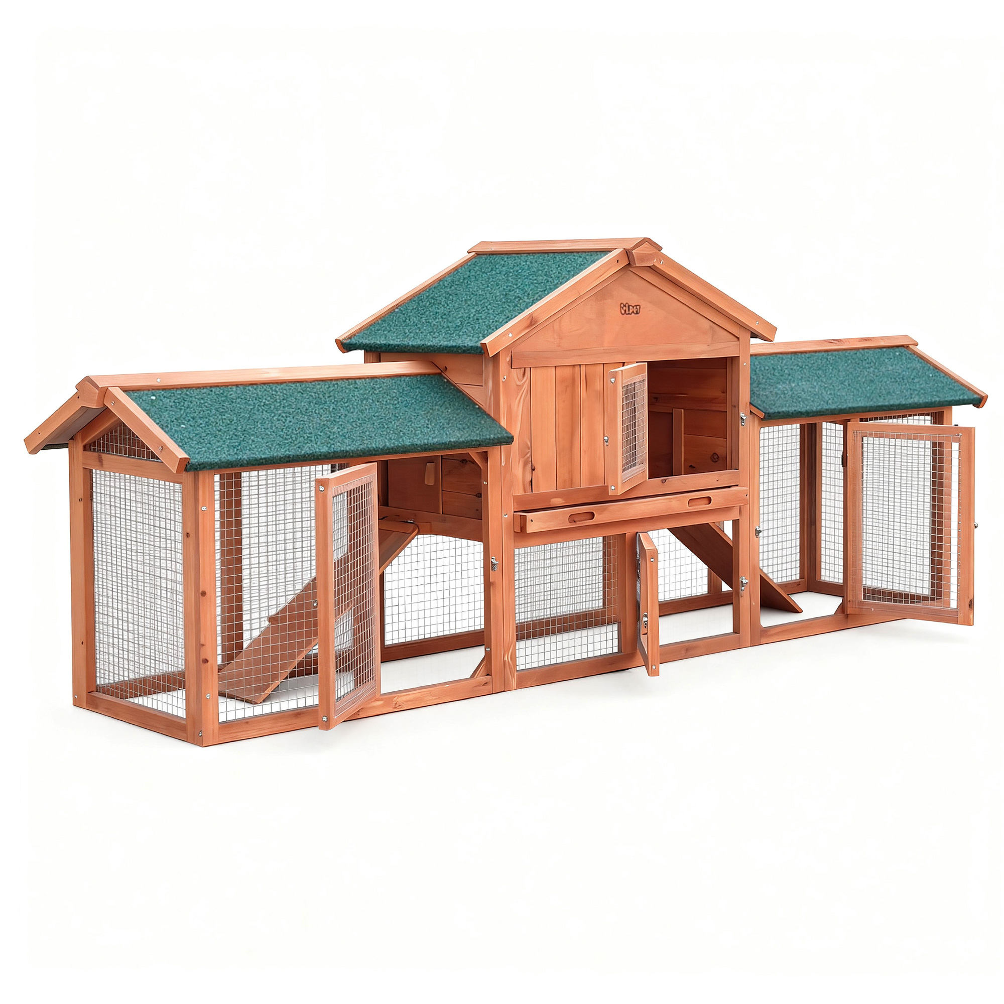 i.Pet Rabbit Hutch 220cm Wooden Waterproof Two-Storey view 2