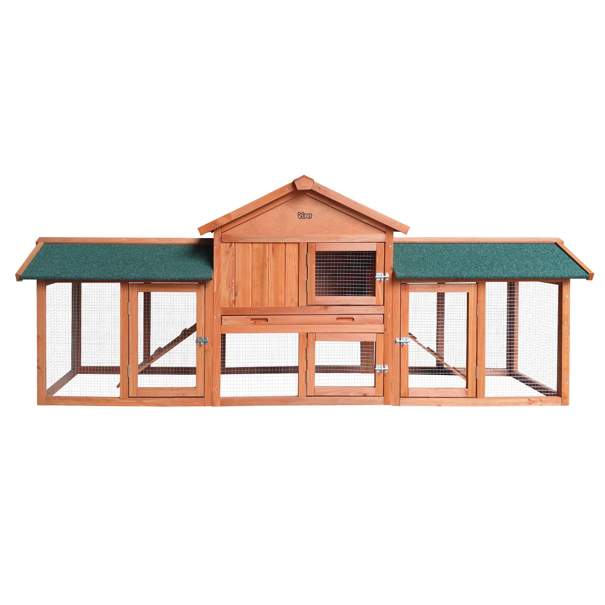 i.Pet Rabbit Hutch 220cm Wooden Waterproof Two-Storey view 4