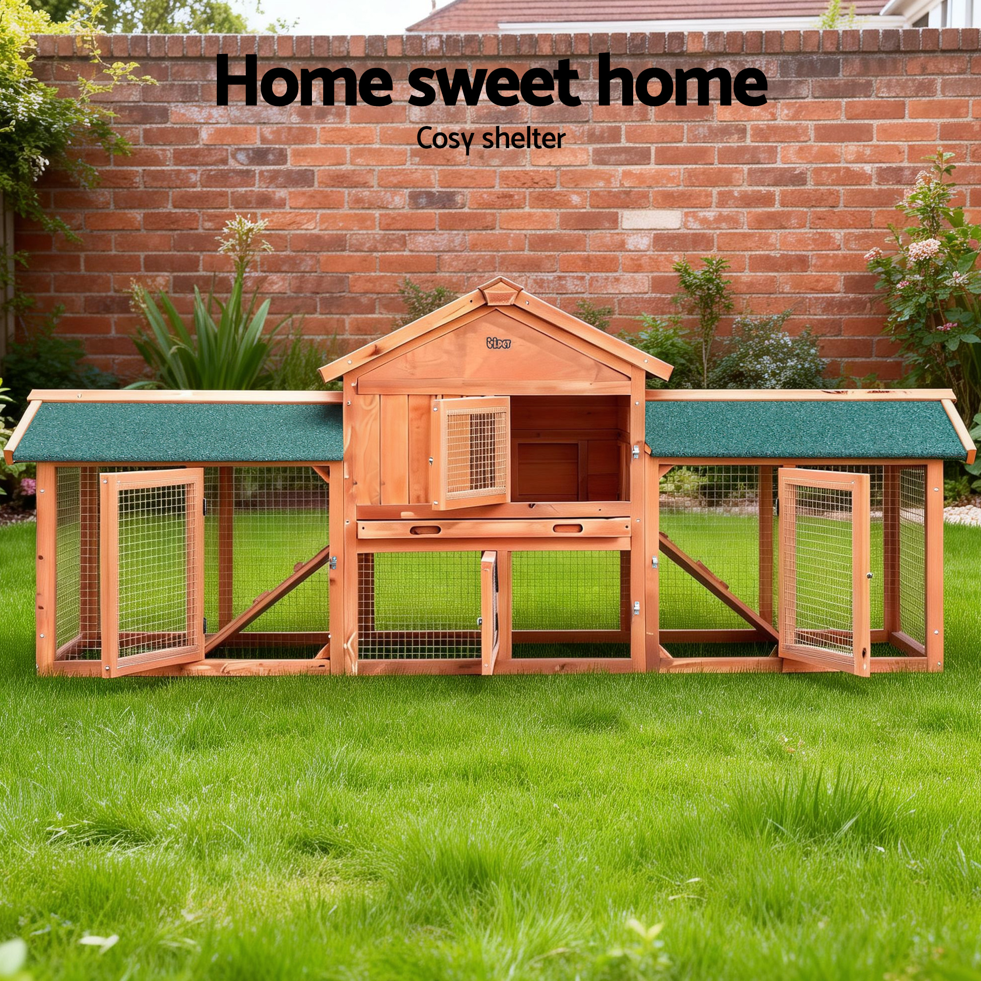 i.Pet Rabbit Hutch 220cm Wooden Waterproof Two-Storey view 5