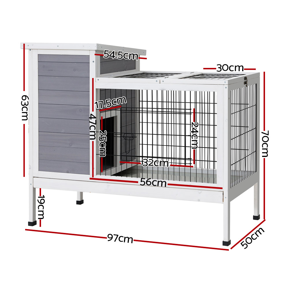 i.Pet Rabbit Hutch 97x49x86cm Wooden Indoor Divider view 2