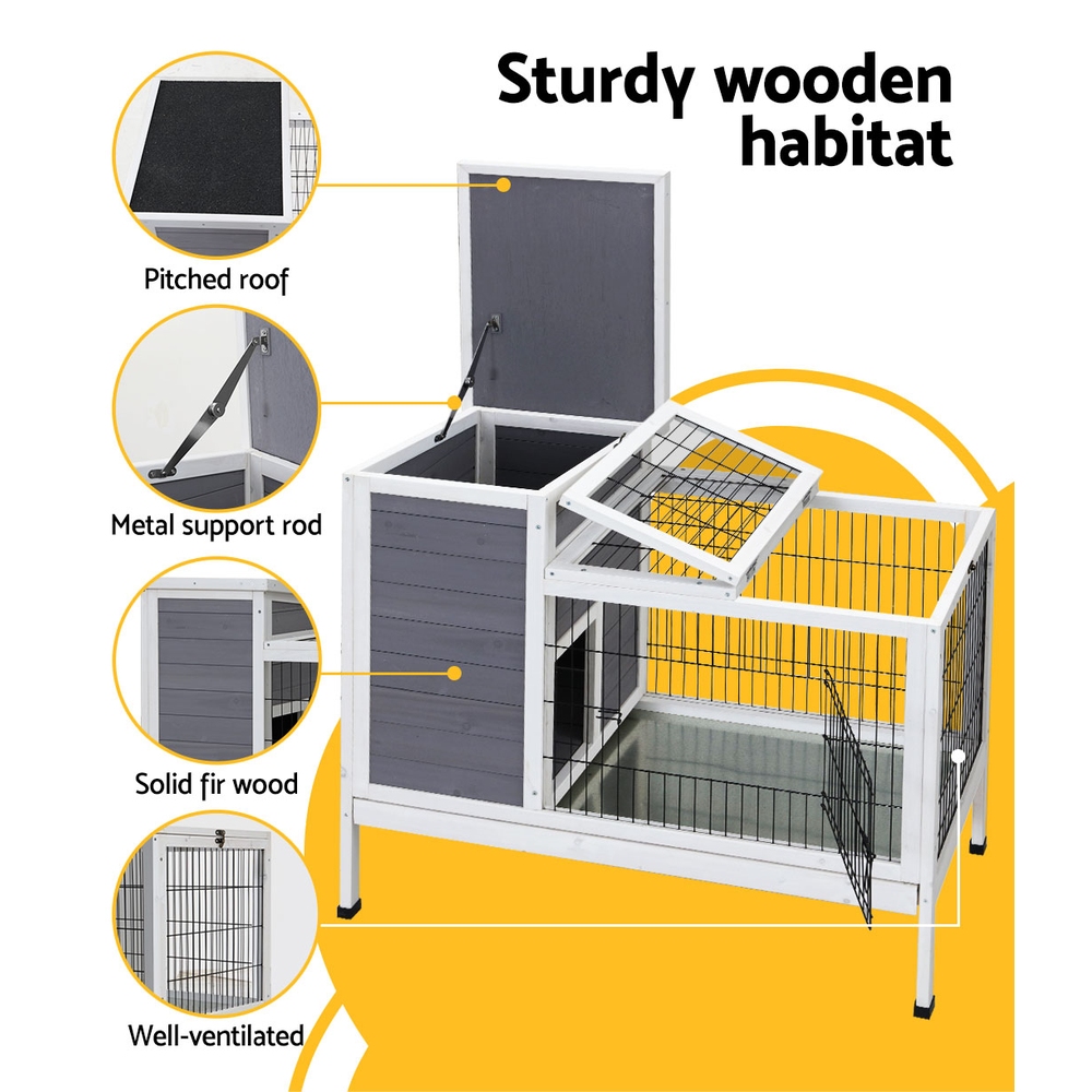 i.Pet Rabbit Hutch 97x49x86cm Wooden Indoor Divider view 5