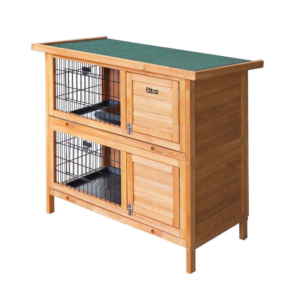 i.Pet Rabbit Hutch 91.5x45x82cm Wooden Double-Tier