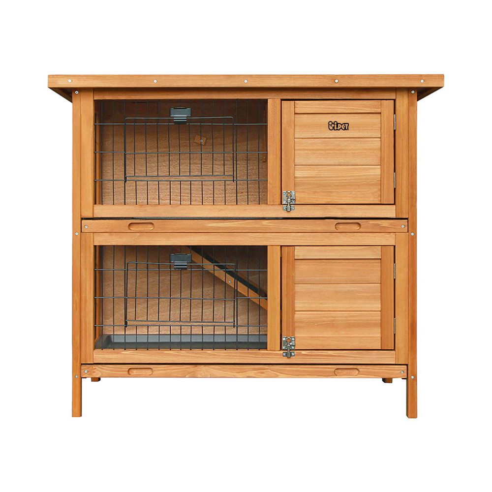i.Pet Rabbit Hutch 91.5x45x82cm Wooden Double-Tier view 3