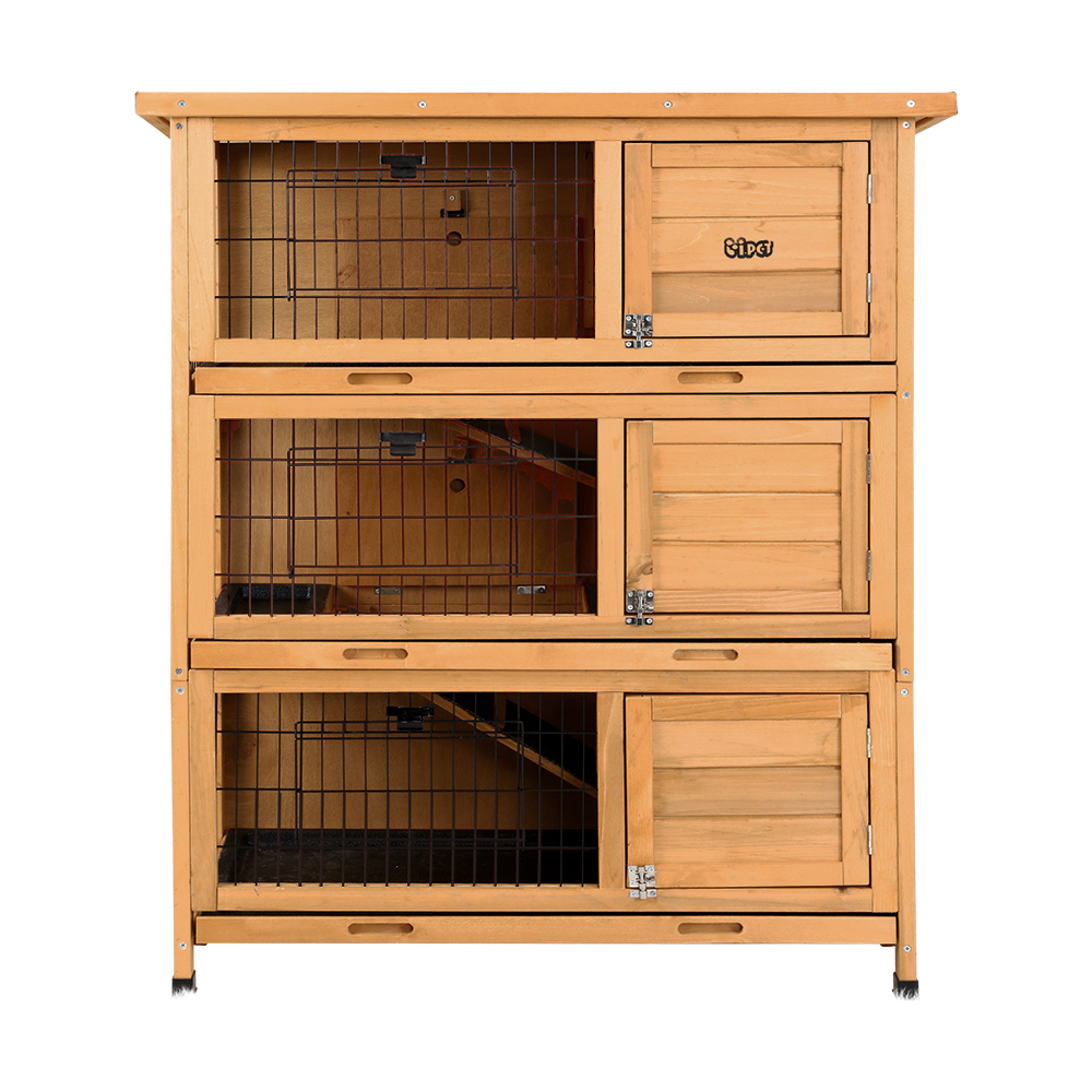 i.Pet Rabbit Hutch 91.5x46x116.5cm Wooden 3-Level view 3