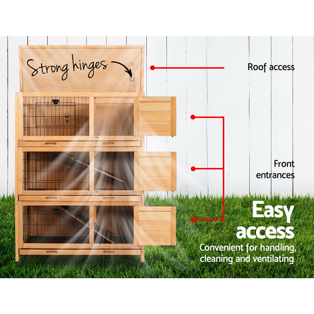 i.Pet Rabbit Hutch 91.5x46x116.5cm Wooden 3-Level view 5