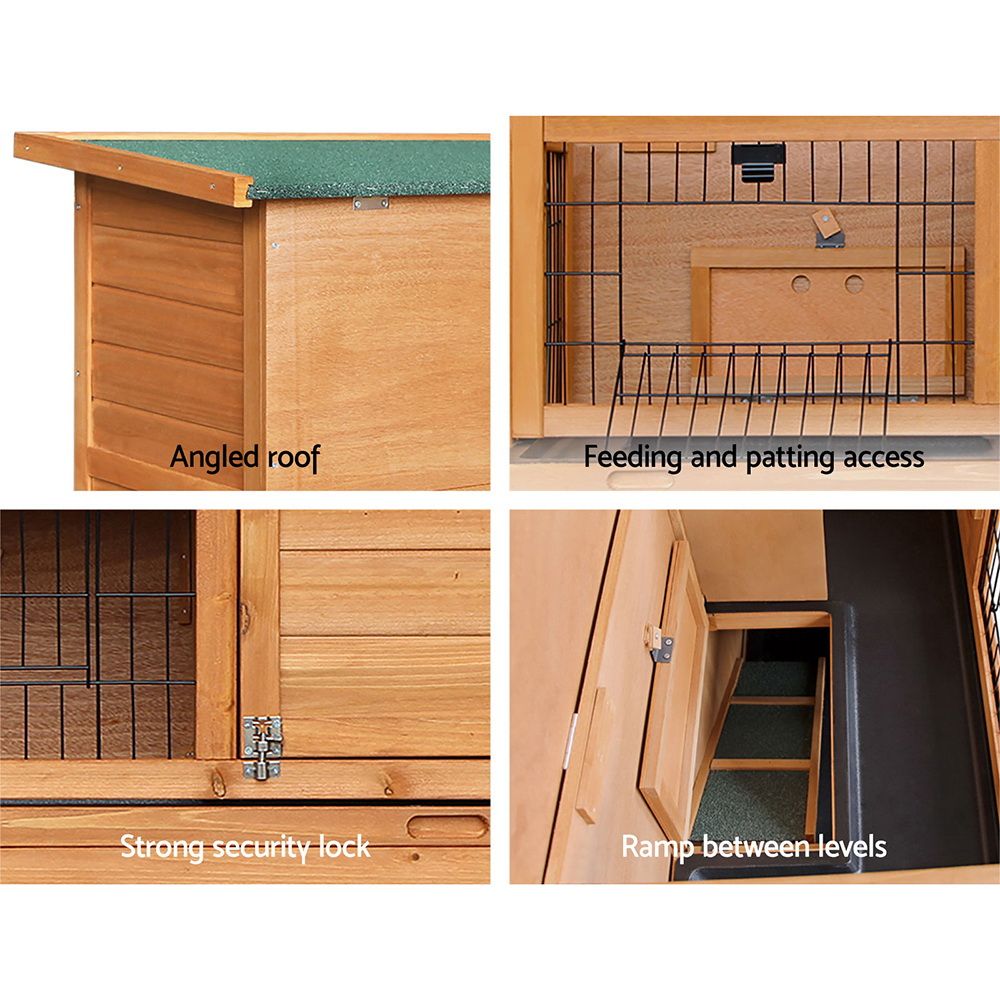i.Pet Rabbit Hutch 91.5x45x82cm Wooden Double-Tier view 5