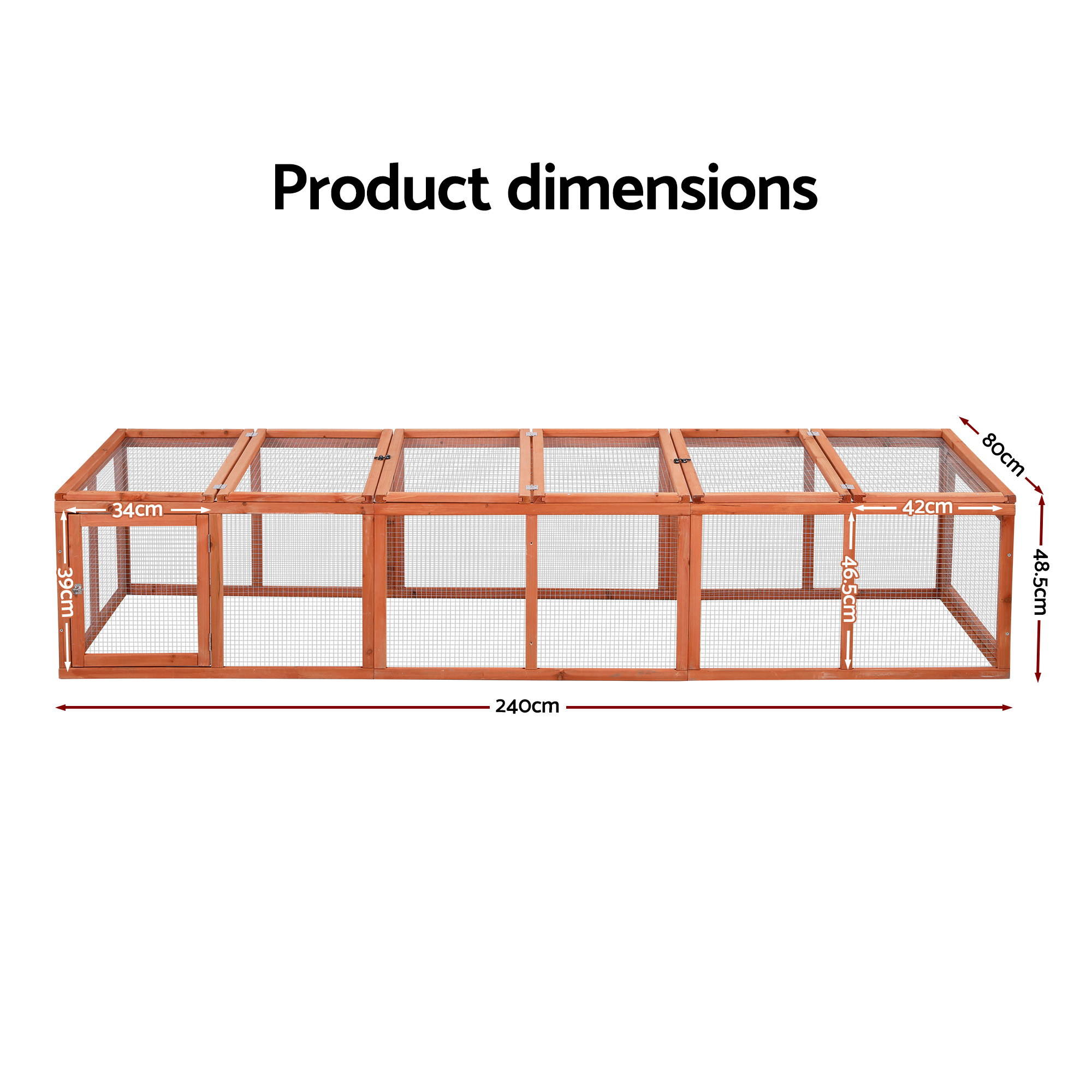 i.Pet Pet Run 240cm Wooden Cage with Play Area view 2