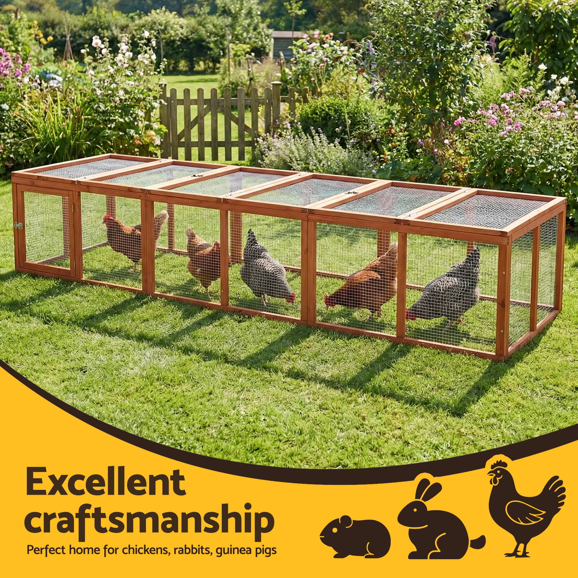 i.Pet Pet Run 240cm Wooden Cage with Play Area view 4