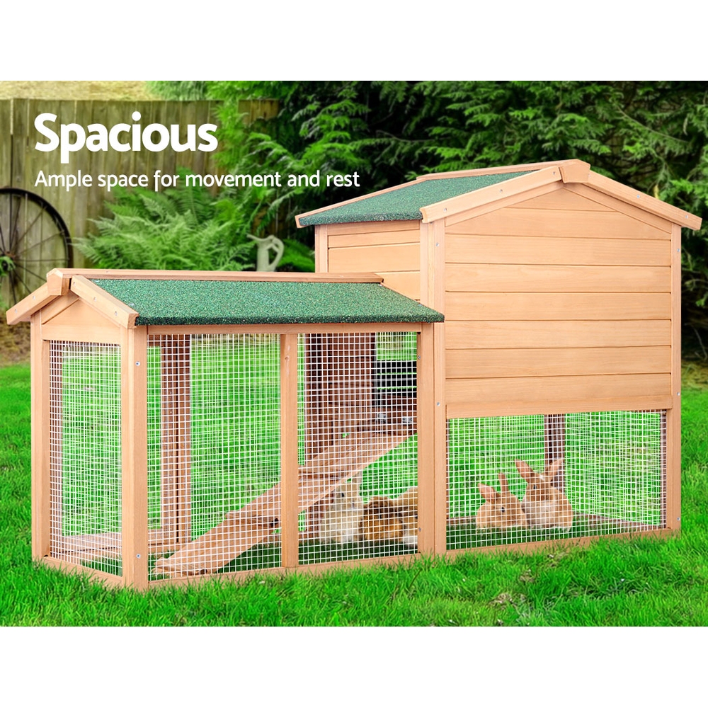 i.Pet Rabbit Hutch 138cm Wooden Waterproof Two-Storey view 5