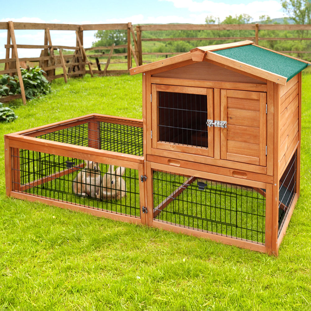 i.Pet Rabbit Hutch 155cm Wooden with Foldable Ramp