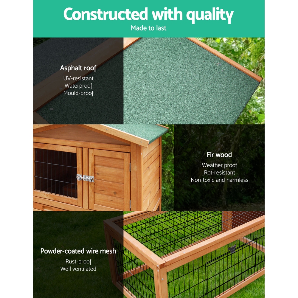 i.Pet Rabbit Hutch 155cm Wooden with Foldable Ramp view 4