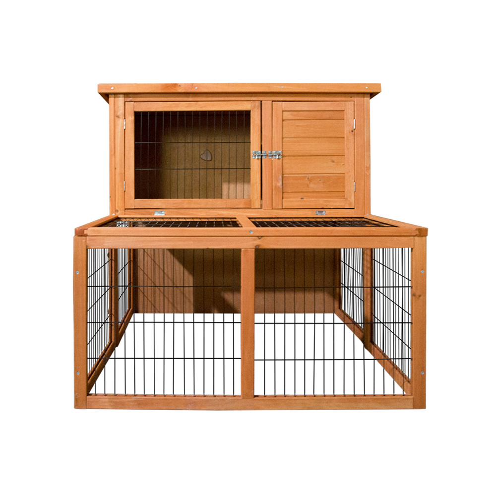 i.Pet Rabbit Hutch 96x96x100cm 2-Storey Wooden Chicken Coop view 3