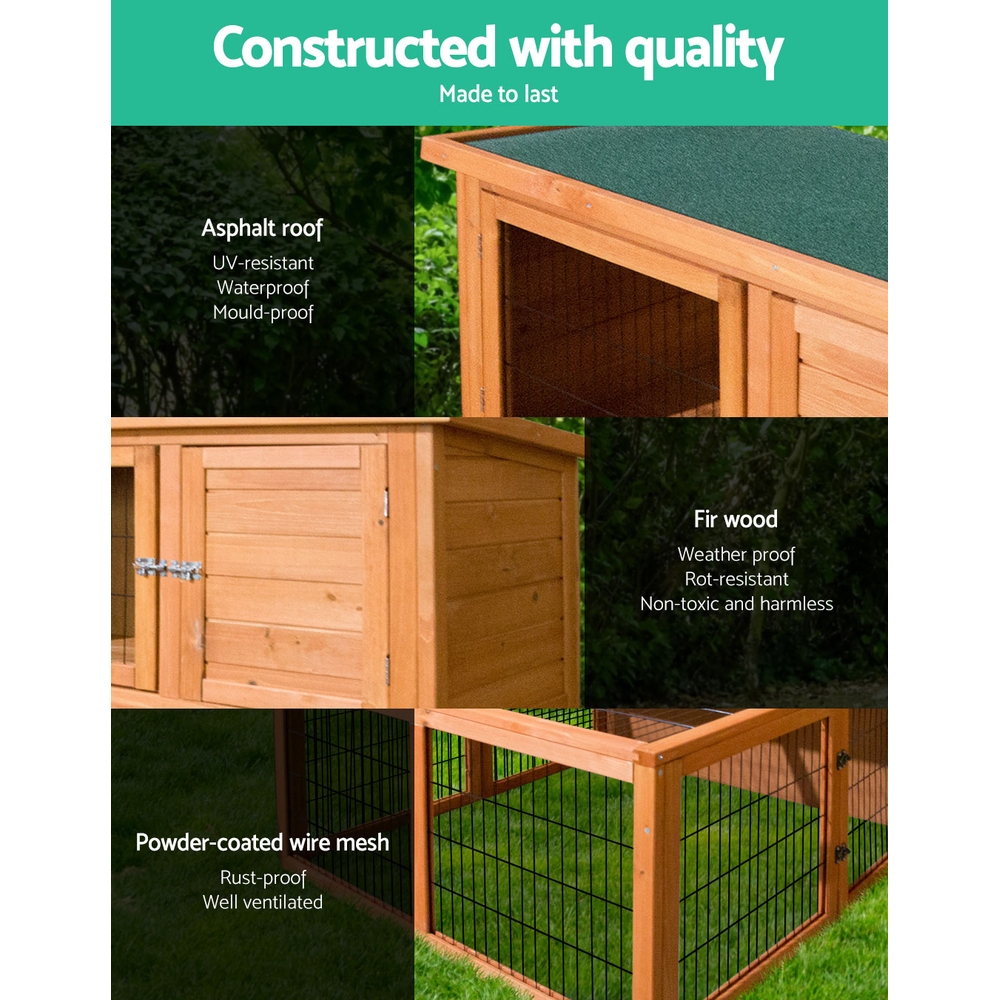 i.Pet Rabbit Hutch 96x96x100cm 2-Storey Wooden Chicken Coop view 4