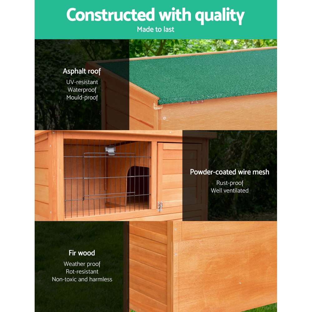 i.Pet Rabbit Hutch 88cm Wooden with Foldable Ramp view 4