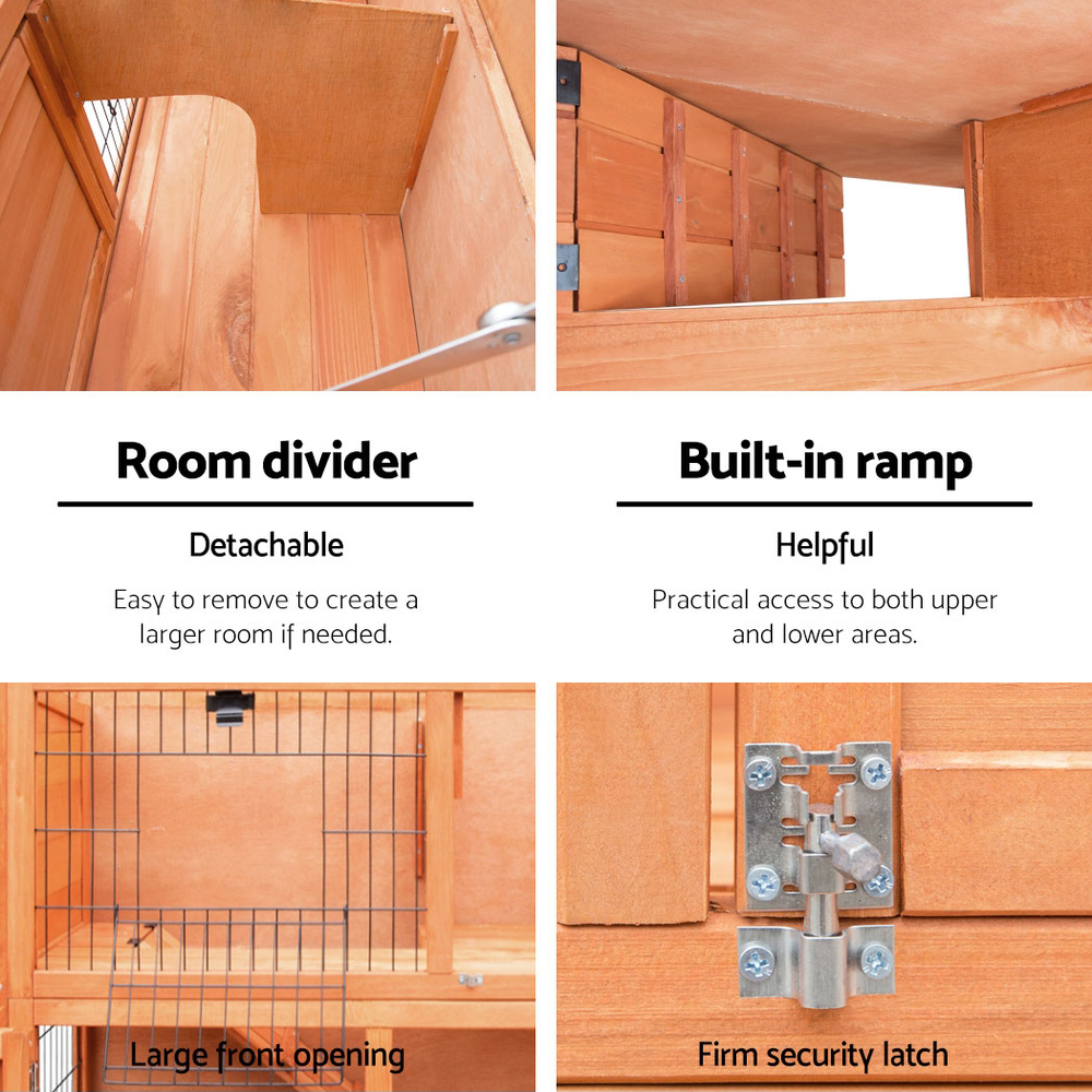 i.Pet Rabbit Hutch 88cm Wooden with Foldable Ramp view 5