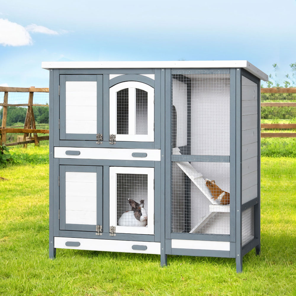 i.Pet Rabbit Hutch 98x45x92cm Wooden Outdoor House
