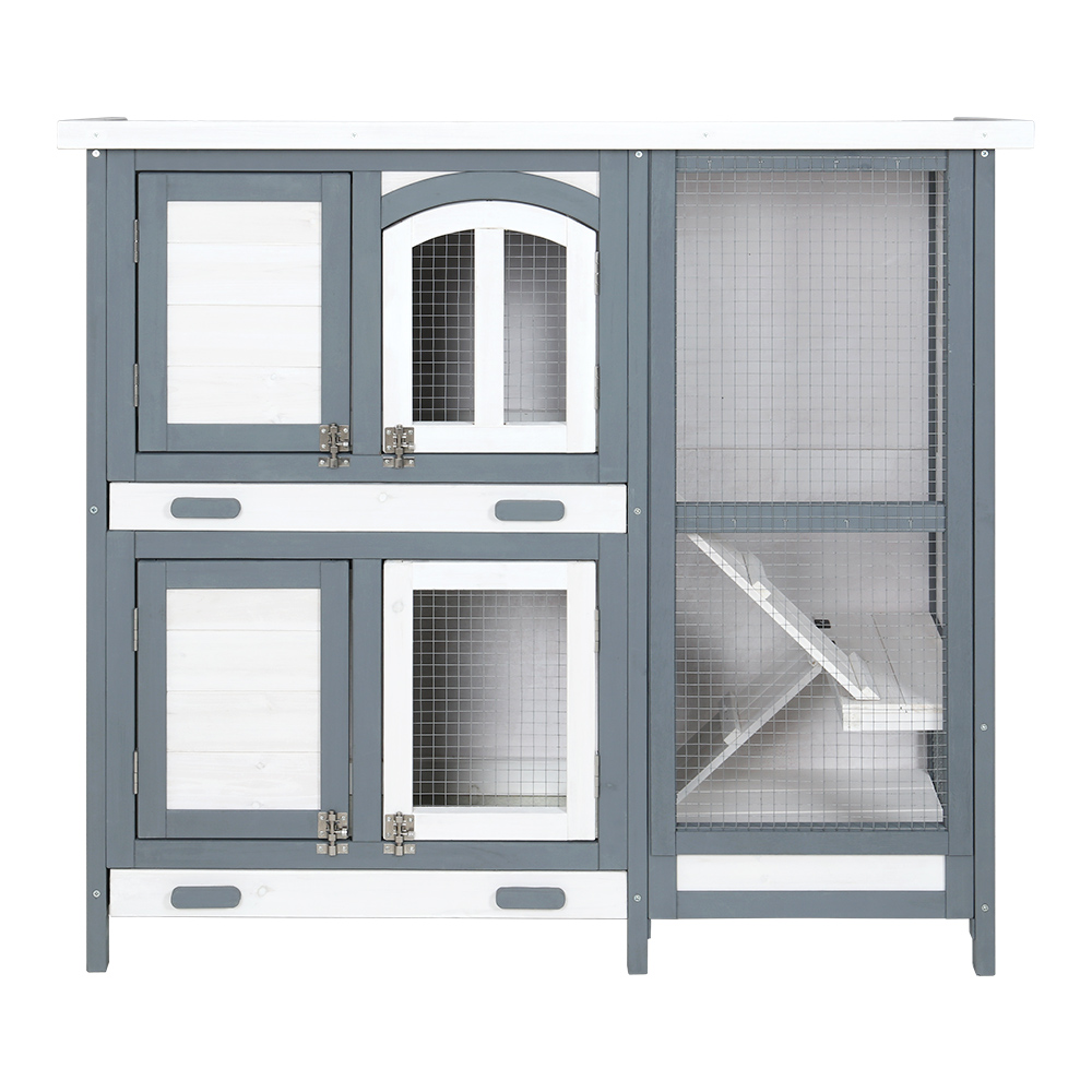 i.Pet Rabbit Hutch 98x45x92cm Wooden Outdoor House view 3