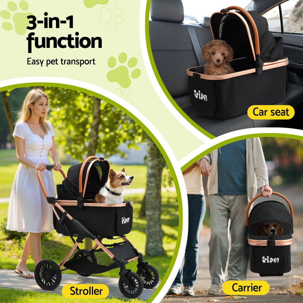 i.Pet Large Pet Stroller UV Front Veil 4 Wheels view 2