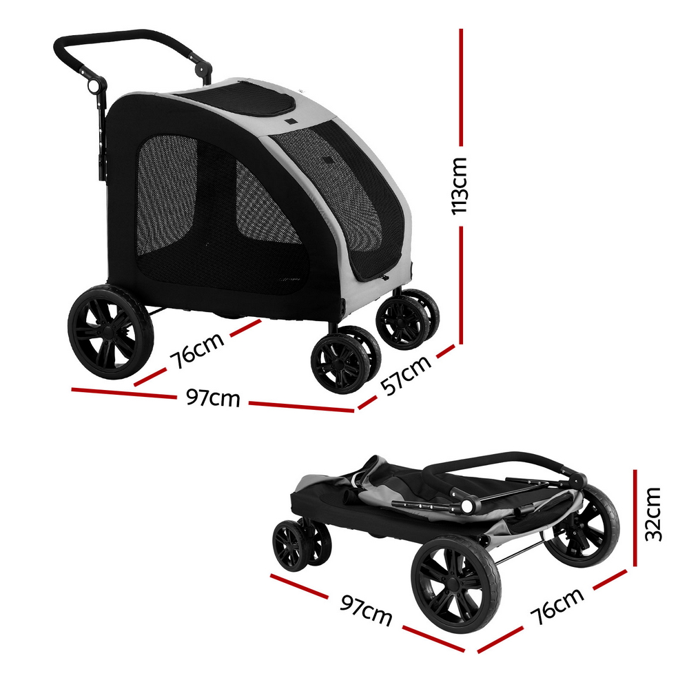 i.Pet Large Pet Stroller Front & Rear Entry 4 Wheels view 3