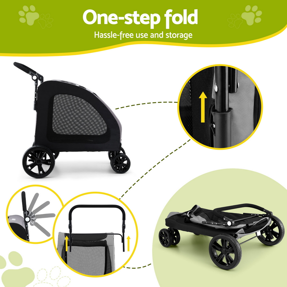 i.Pet Large Pet Stroller Front & Rear Entry 4 Wheels view 5