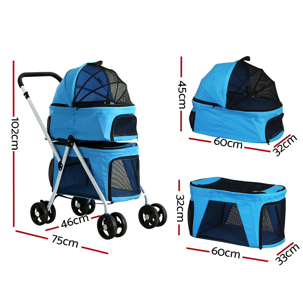 i.Pet Large Pet Stroller Two-Tier Design 4 Wheels view 2