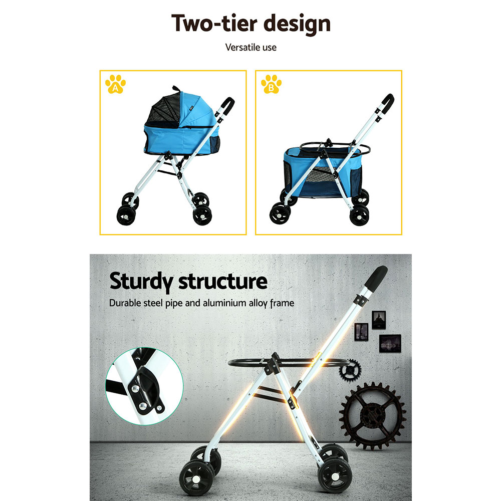 i.Pet Large Pet Stroller Two-Tier Design 4 Wheels view 5