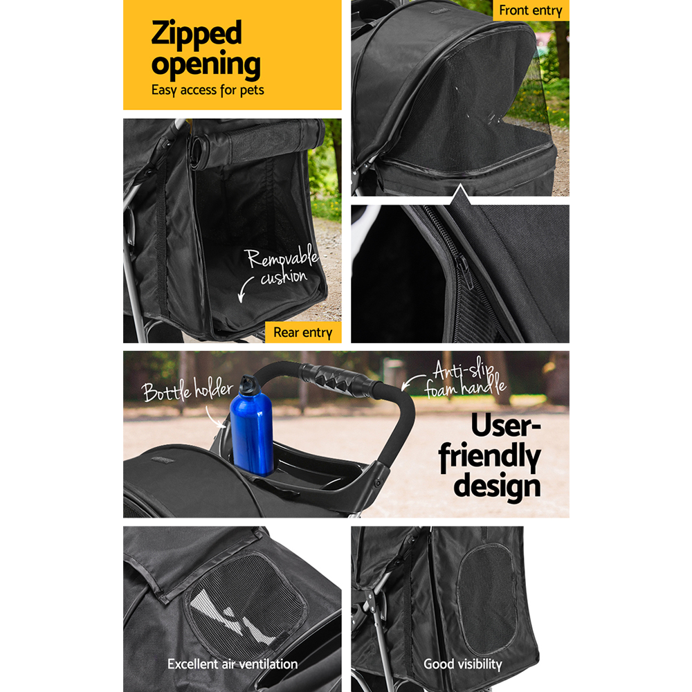 i.Pet Large Pet Stroller Mesh Screens 3 Wheels view 5