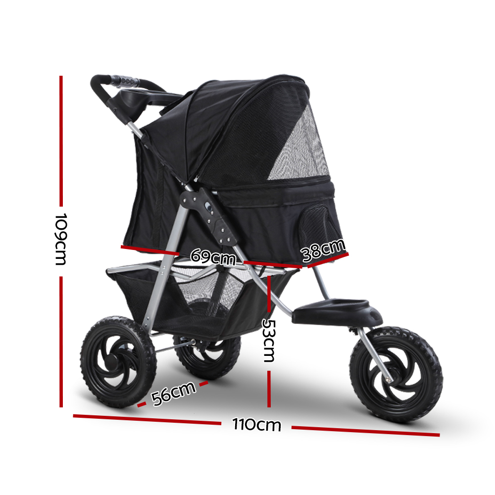 i.Pet Large Pet Stroller Elevated Seat 3 Wheels view 2