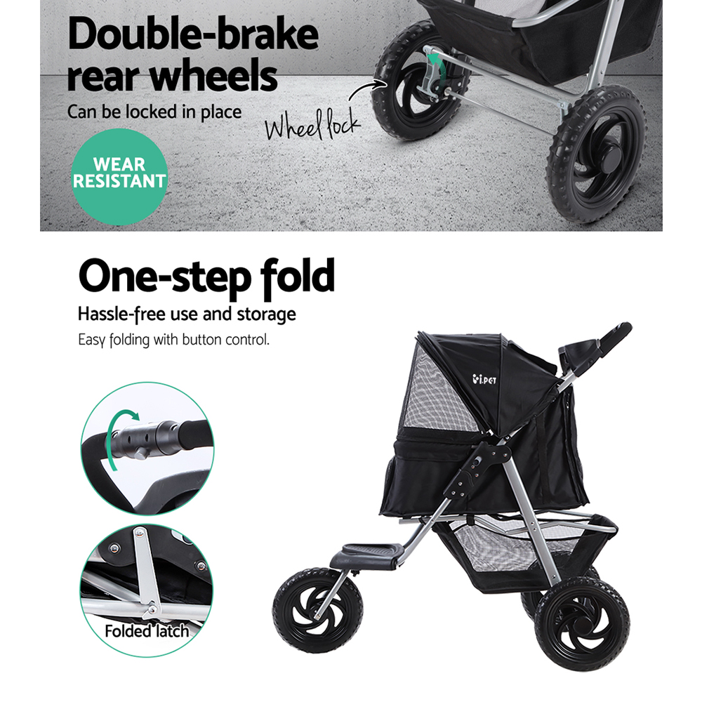 i.Pet Large Pet Stroller Elevated Seat 3 Wheels view 5